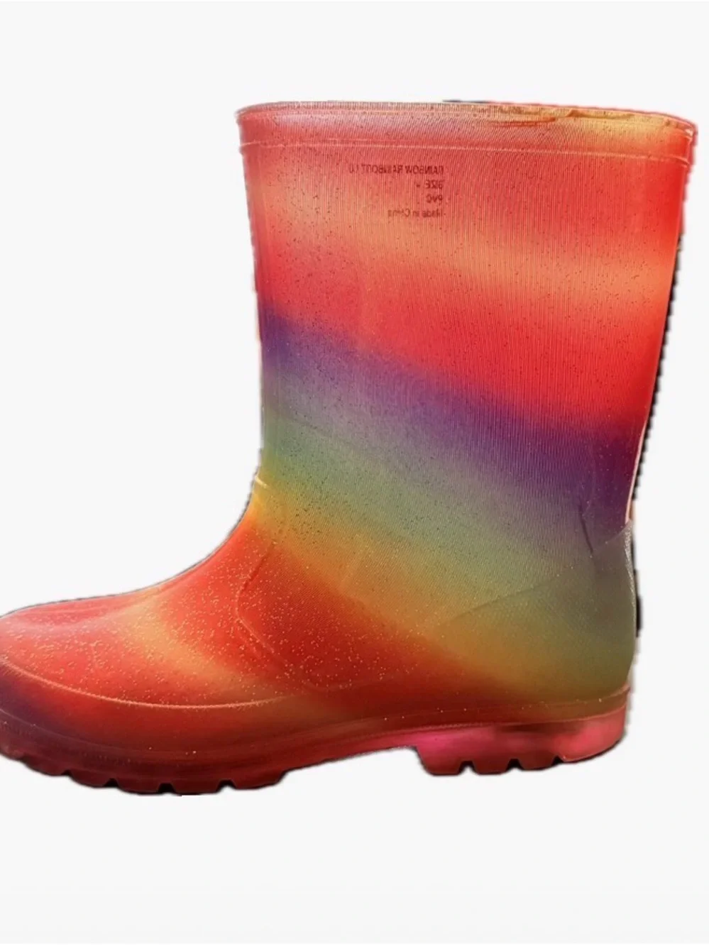 Kids Rainbow Gradient Rain Boots - Colorful Glitter Waterproof Boot